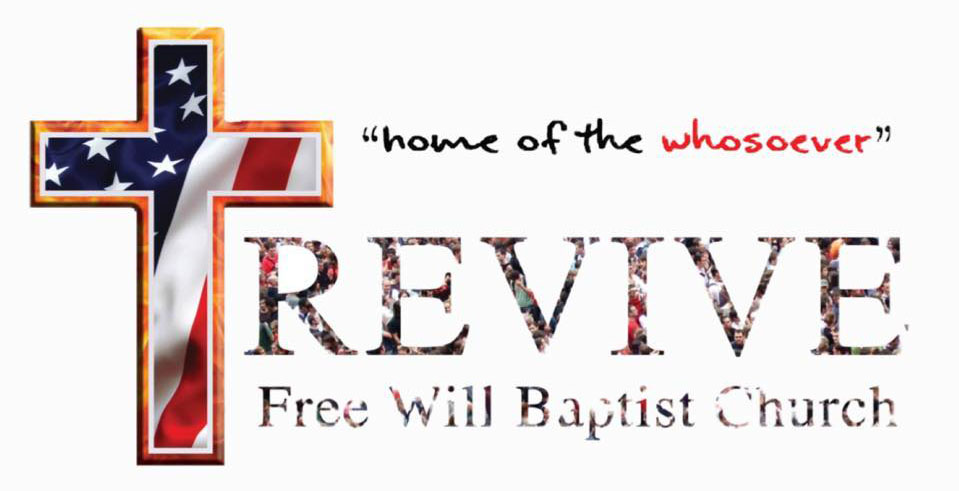 Biblical cross with American Flag. Logo of Revive Free Will Baptist Church