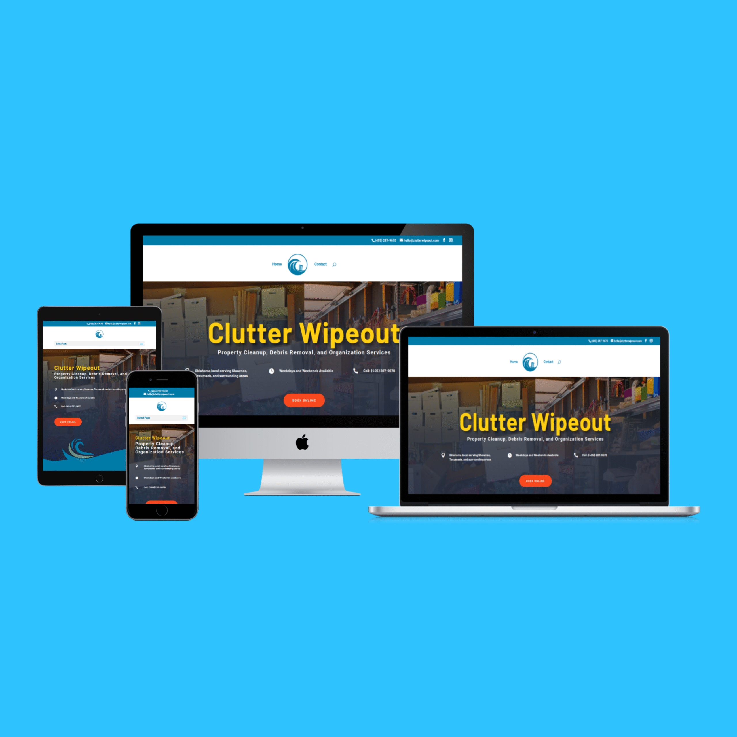 Revive Free Will Baptist Church responsive Website shown on 3 different device screens: computer, tablet, and mobile phone.