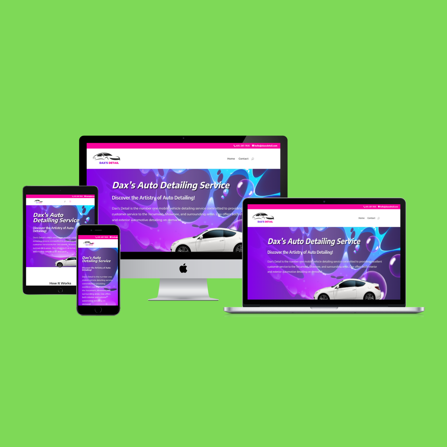 Revive Free Will Baptist Church Responsive Website Mockup Revive Free Will Baptist Church responsive Website shown on 3 different device screens: computer, tablet, and mobile phone.