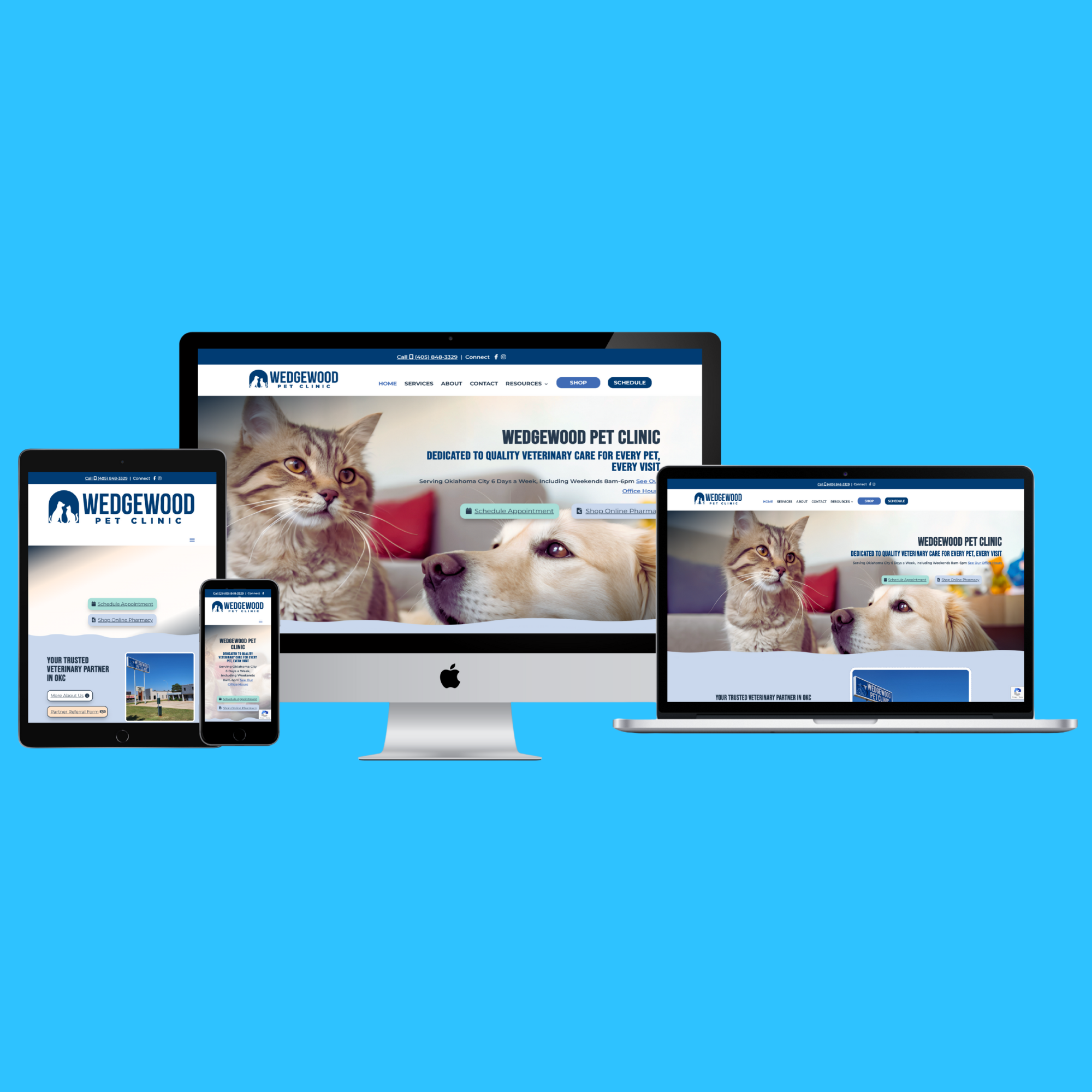 Revive Free Will Baptist Church responsive Website shown on 3 different device screens: computer, tablet, and mobile phone.